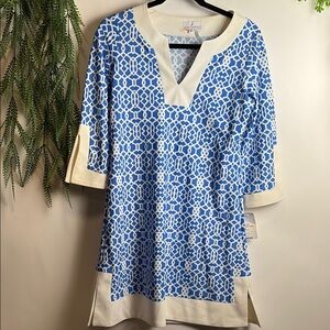 Jude Connally Blue and White V-Neck Resort Dress